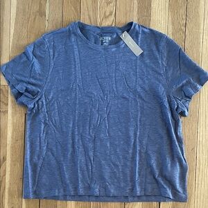 J. Crew Women's Heather Blue Short Sleeve Linen Tee